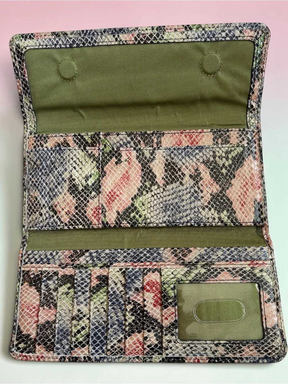 HOBO International Multicolor Snakeskin Embossed Leather Continental Wallet
